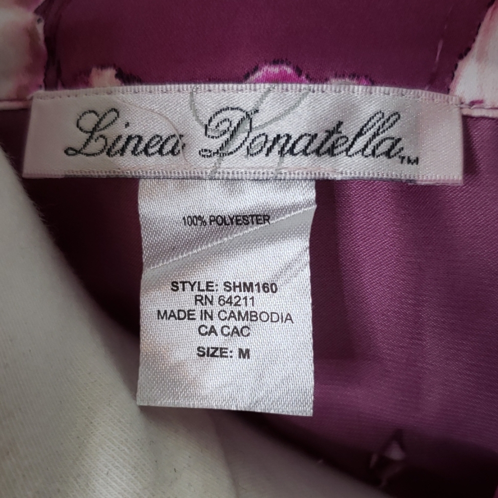 Linea Donatella Purple Floral Silky Sleepshirt, M - Picture 6 of 6